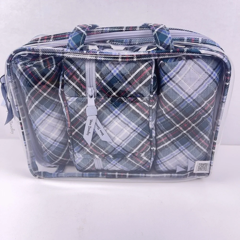 Vera Bradley Snowy Plaid 4 pc Cosmetic Organizer Set New w/Tag
